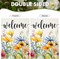 Welcome Summer Garden Flag 12x18 Inch Double Sided, Watercolor Floral Outdoor Yard Flag, Seasonal Spring Summer Farmhouse Porch Decor, Burlap Garden Banner, UV Resistant